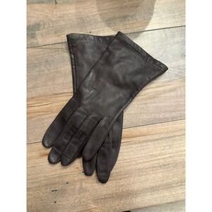 Vintage Aris Leather Gloves Dark Brown Made in the Philippines Size 6 1/2